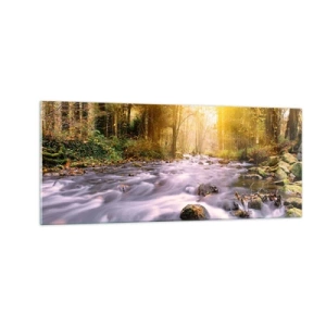 Tablou pe sticlă - Malachit în rame de argint și aur - 100x40 cm
