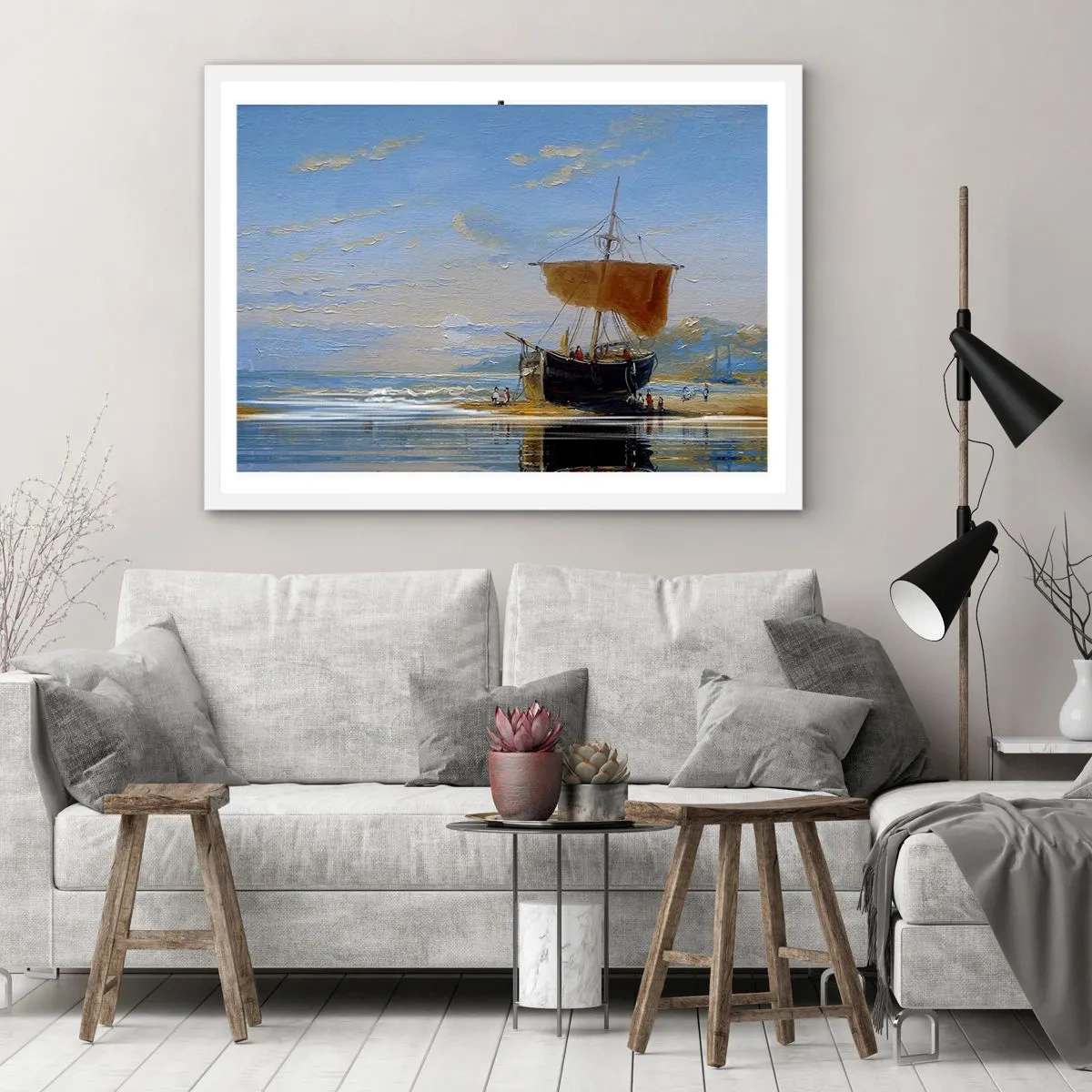 Poster în ramă albă - Apă, pământ, aer - 70x50 cm