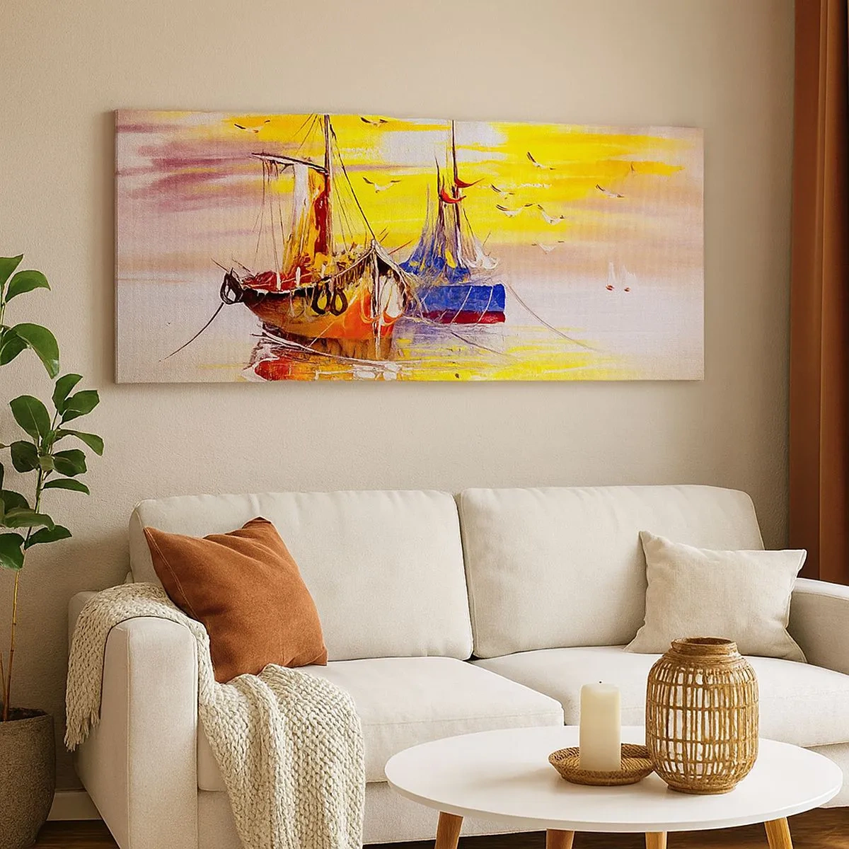 Tablou pe pânză - O binemeritată odihnă în port - 100x40 cm