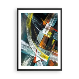 Poster în ramă neagră - Abstracție în culori intense cu forme geometrice - 50x70cm - Energia în mișcare - Decorațiune modernă pentru perete pentru living și dormitor ARTTOR