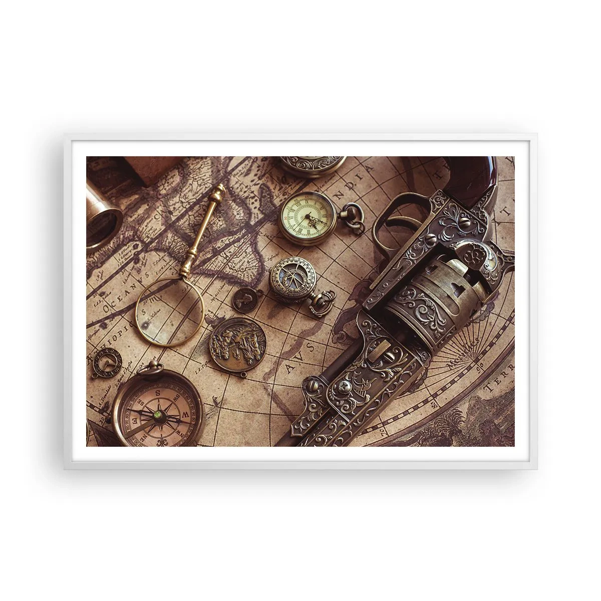 Poster în ramă albă - Sugestii de aventură - 100x70 cm