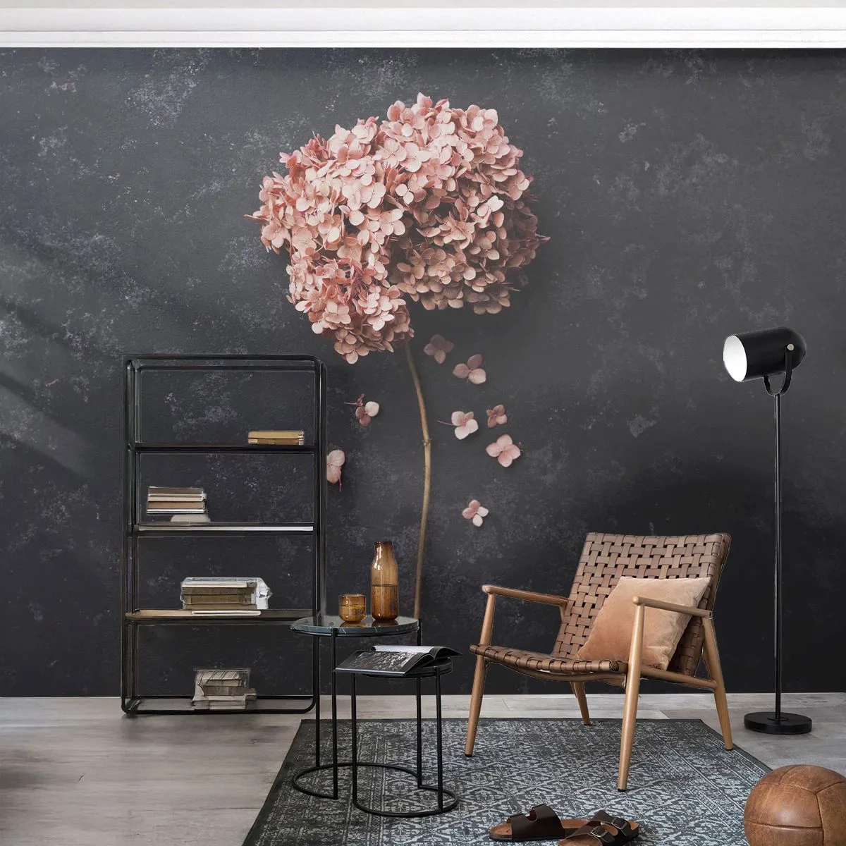 Tapet Premium Canvas - Un semn cu adevărat romantic - Floare, Hortensie, Natură - 350x256 cm