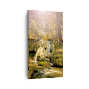 Tablou pe pânză - Cascada de pădure în verde - 45x80 cm