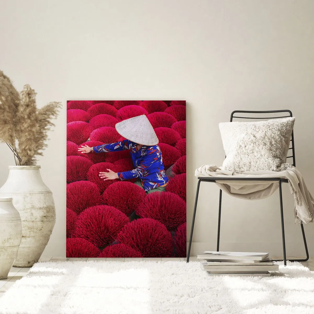 Tablou pe sticlă - Într-un câmp de orez - 80x120 cm