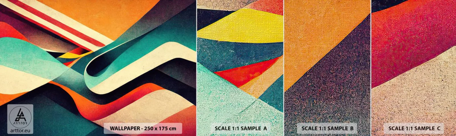 Mostră tapet Premium Canvas - Compoziție intensă - Abstracția, Bucată, Linii - 100x30 cm