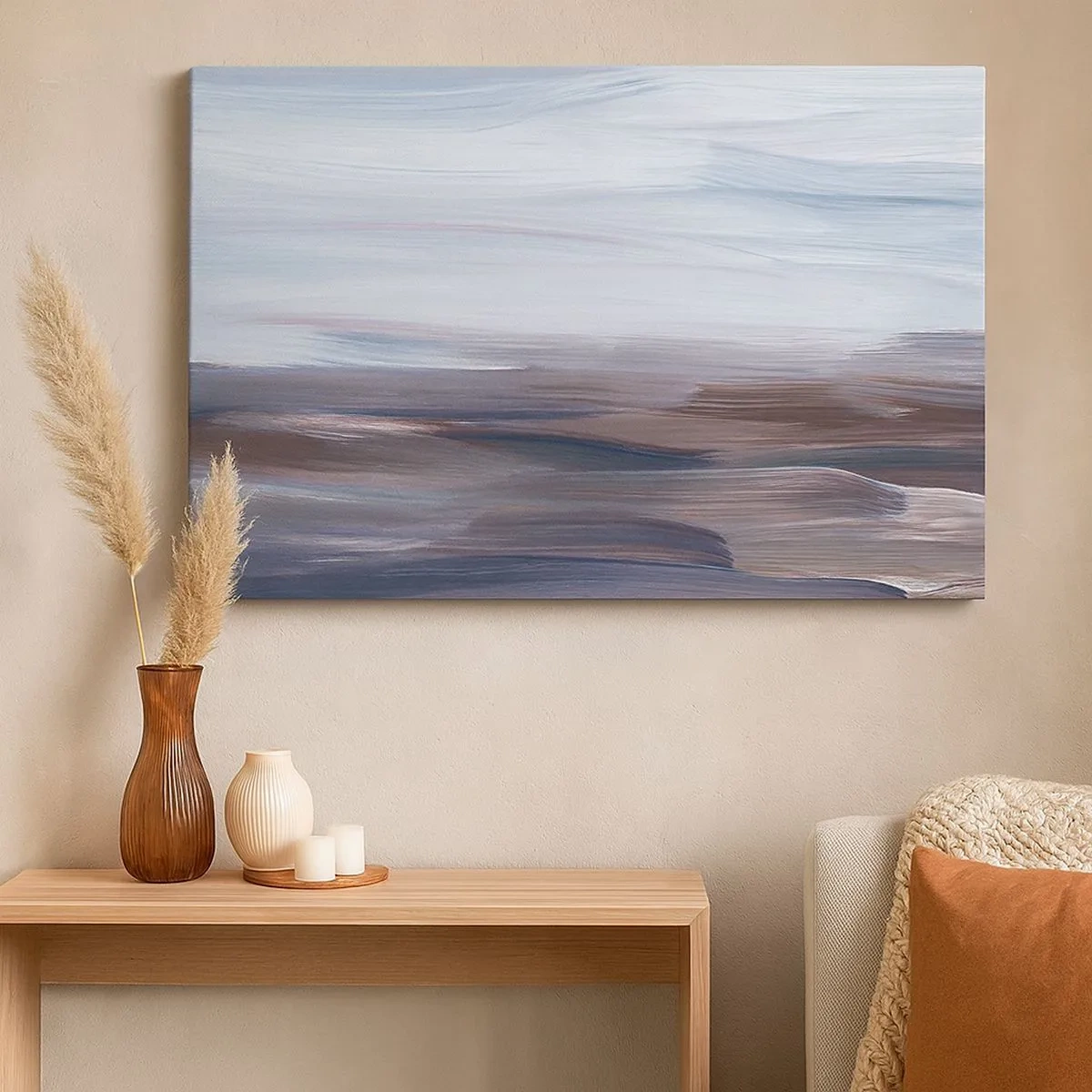 Tablou pe pânză Canvas - O abstracție subtilă cu tușe delicate în tonuri pastelate. - 70x50cm - Elemente: apă - Decorațiune modernă pentru perete pentru living și dormitor ARTTOR