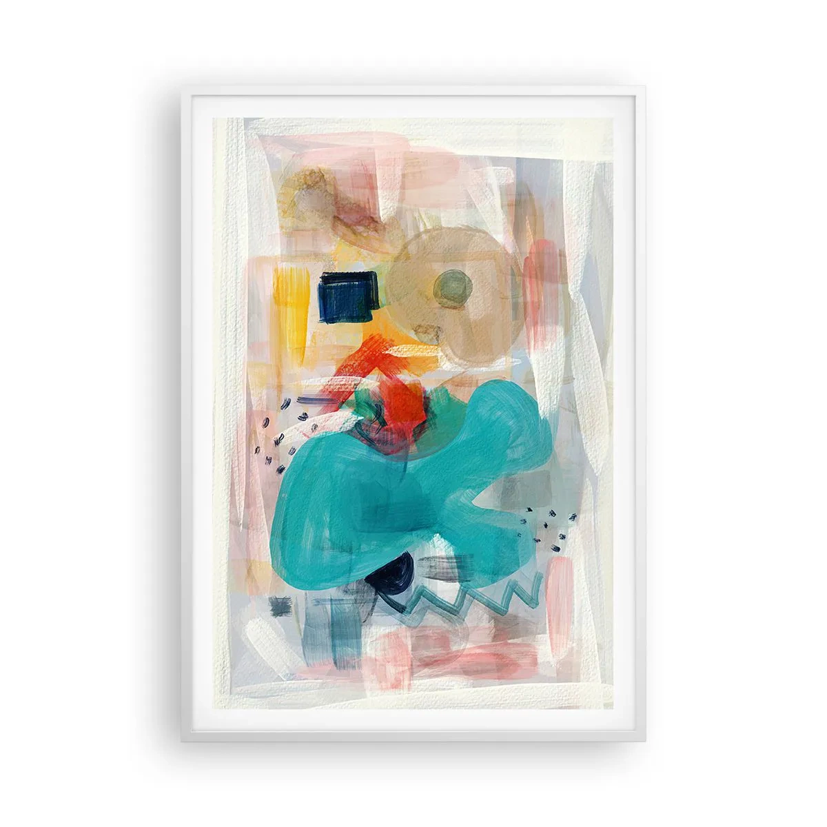 Poster în ramă albă - Joc plin de culoare - 70x100 cm