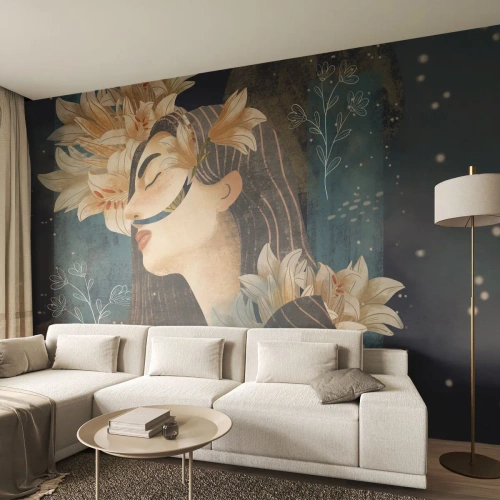 Tapet Autoadeziv Deluxe Sticker - Povestea prințesei cu crini - Abstracția, Femeie, Flori - 500x350 cm