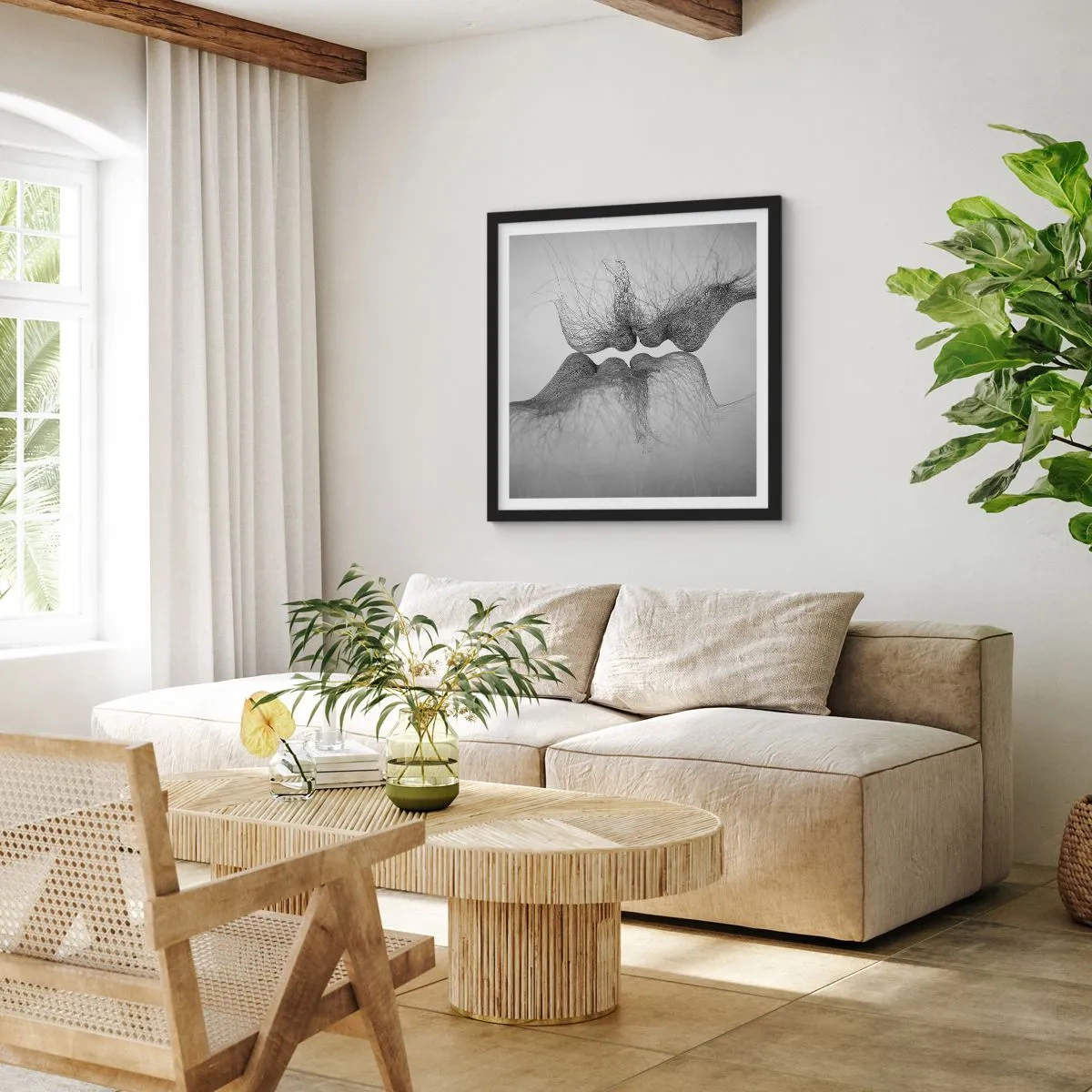 Poster în ramă neagră - Sărutul vântului - 40x40 cm