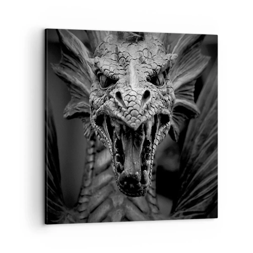 Tablou pe pânză - Dragon de basm în gri - 50x50 cm