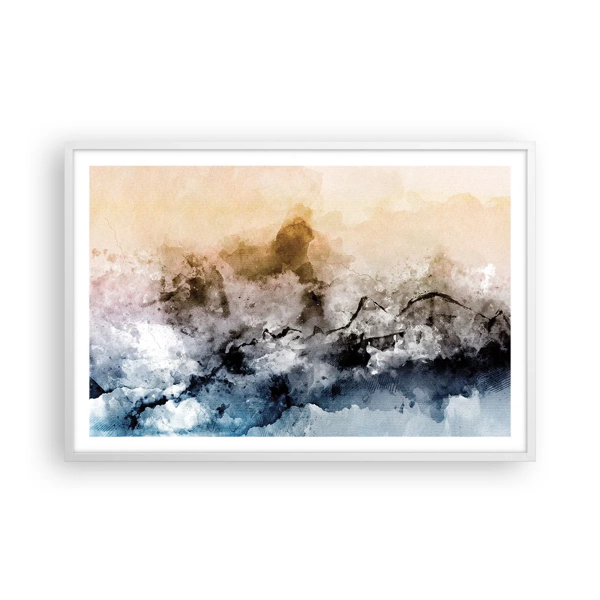 Poster în ramă albă - Scufundate într-un vârtej de ceață - 91x61 cm
