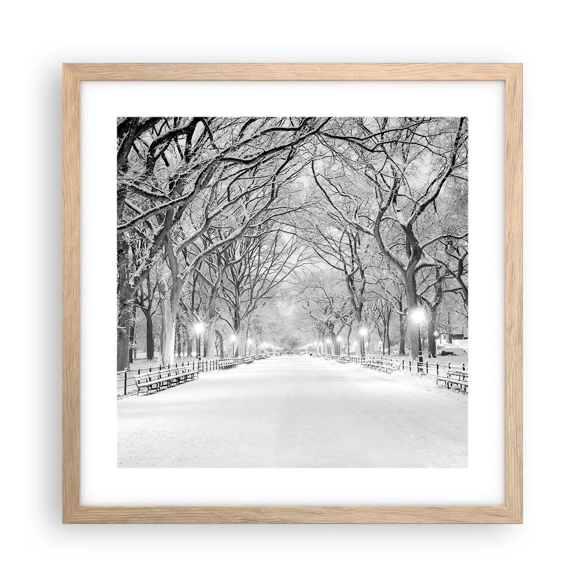 Poster în ramă de stejar deschis - Cele patru anotimpuri – iarna - 40x40 cm
