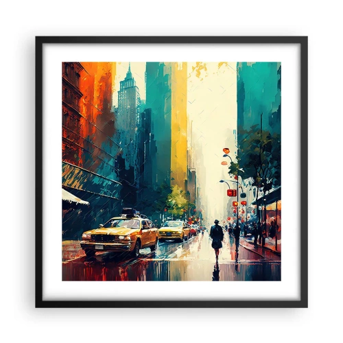 Poster în ramă neagră - New York - aici și ploaia este colorată - 50x50 cm