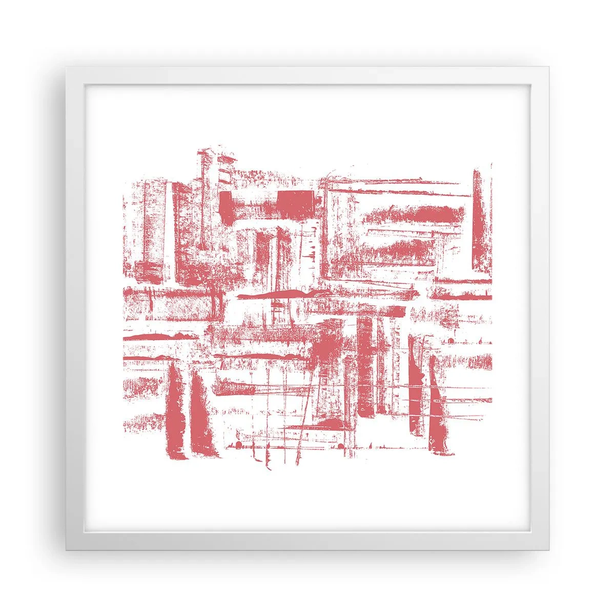 Poster în ramă albă - Orașul roșu - 40x40 cm