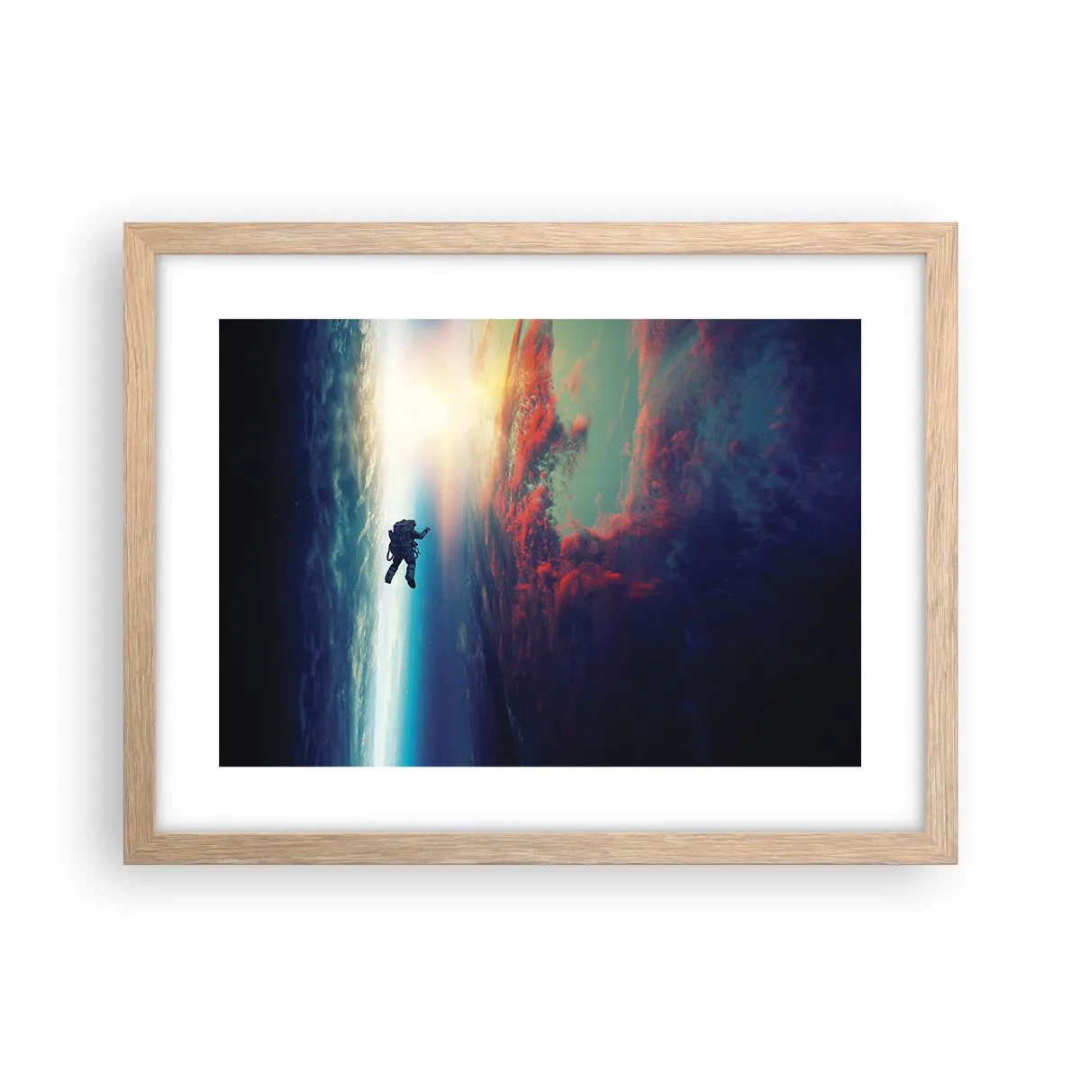 Poster în ramă de stejar deschis - Provocând universul - 40x30 cm