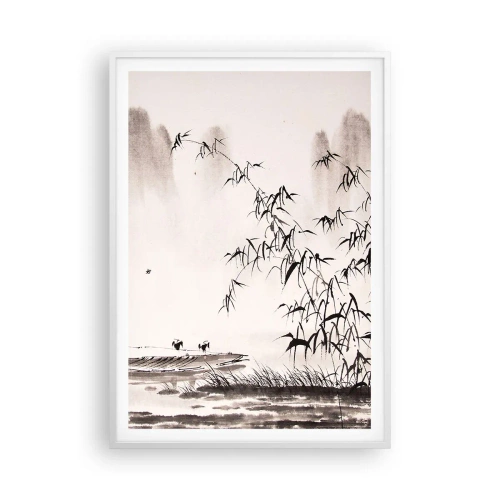 Poster în ramă albă - Liniștea câmpurilor de orez - 70x100 cm