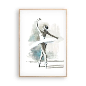 Poster în ramă de stejar deschis - Fermecată într-o lebădă - 70x100 cm