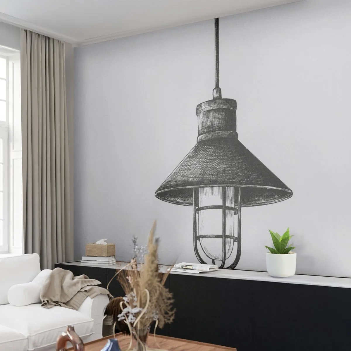 Tapet Premium Sand - Cu mulți ani în urmă... - Lampă, Desen, Creion - 200x140 cm