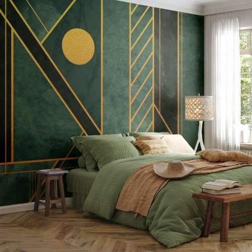 Fototapetă personalizată Premium Sand - Dinamica aurului și a azurului - Abstracția, Bucată, Model geometric