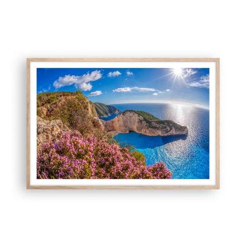 Poster în ramă de stejar deschis - Marea mea vacanță grecească - 91x61 cm