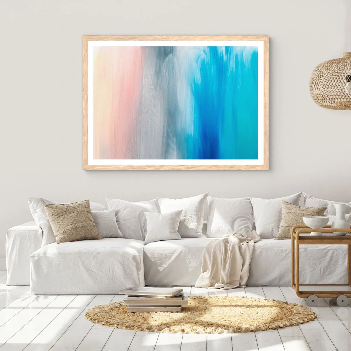 Poster în ramă de stejar deschis - Elemente: aer - 100x70 cm