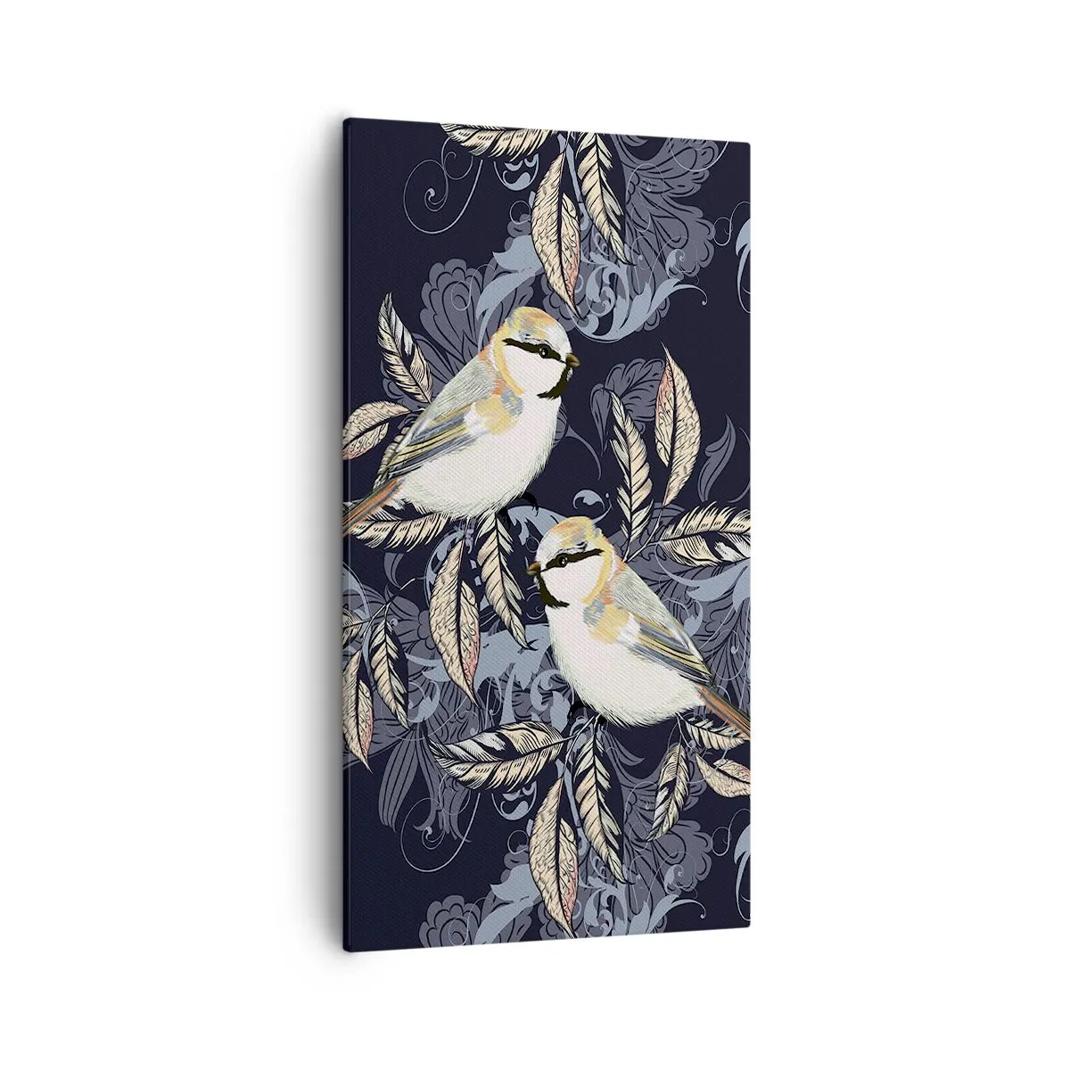 Tablou pe pânză - Ciripirile galben-albastru - 55x100 cm