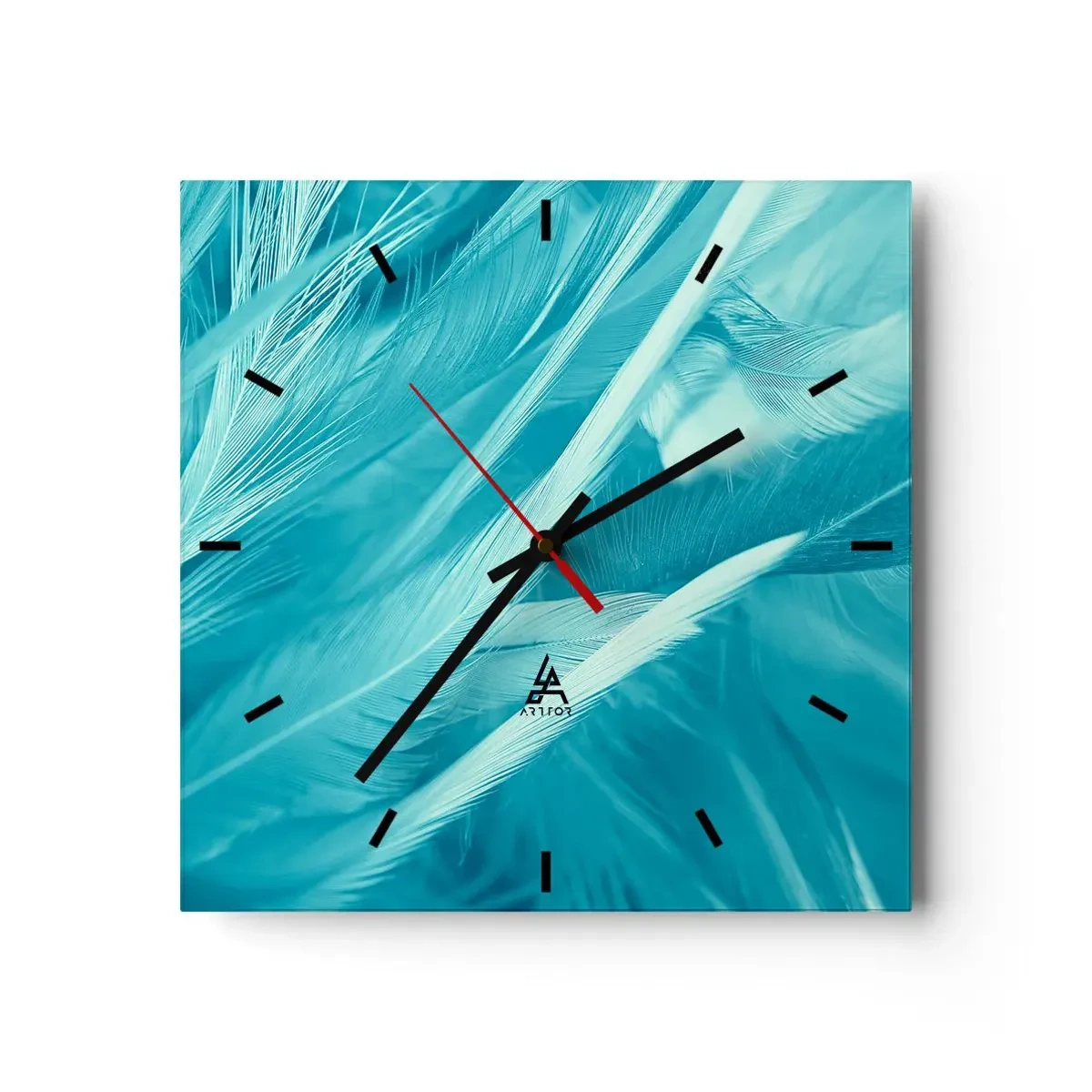 Ceas de perete - Ceas pe sticlă - Înecându-se în puf - 30x30 cm