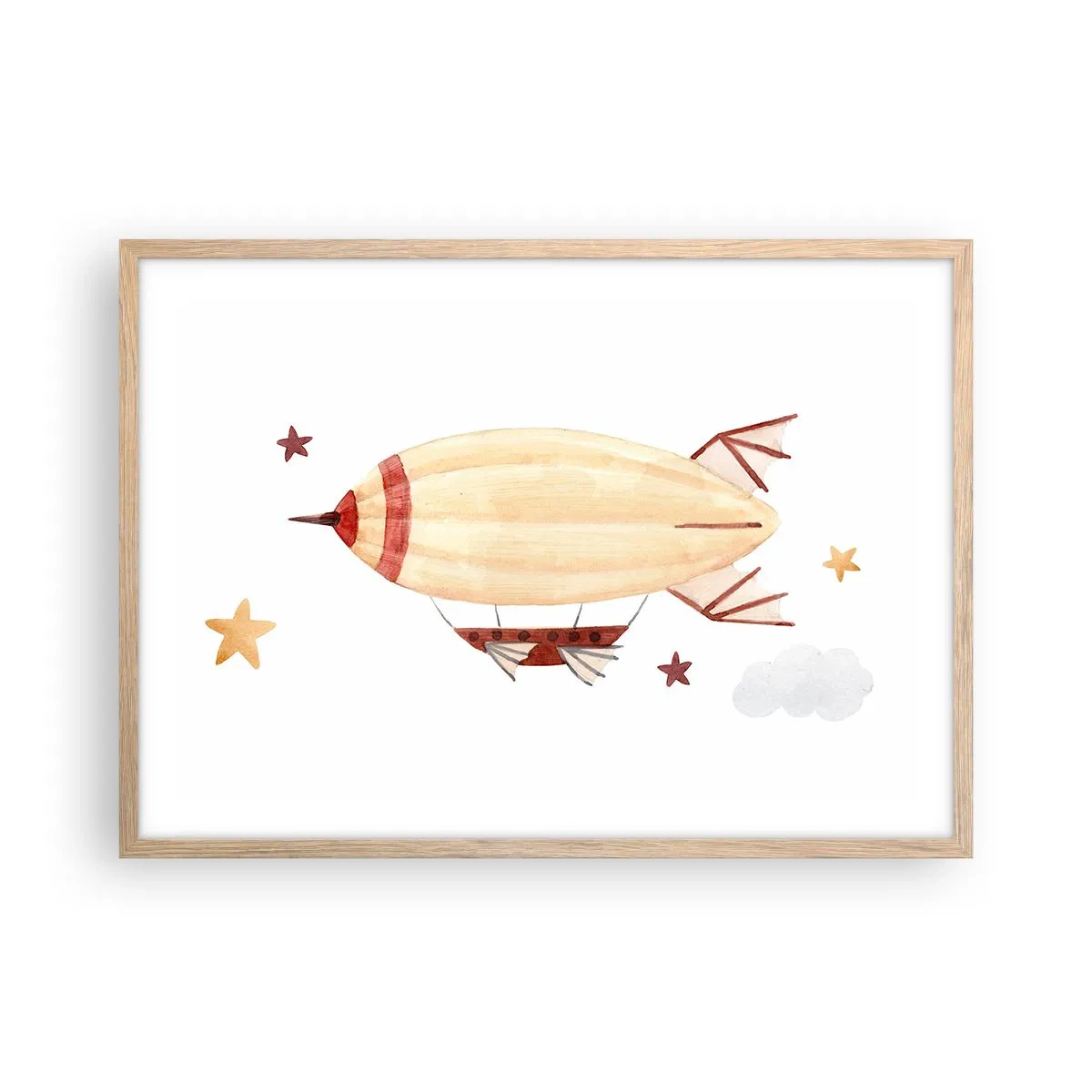 Poster în ramă de stejar deschis - Aeronava - 70x50 cm