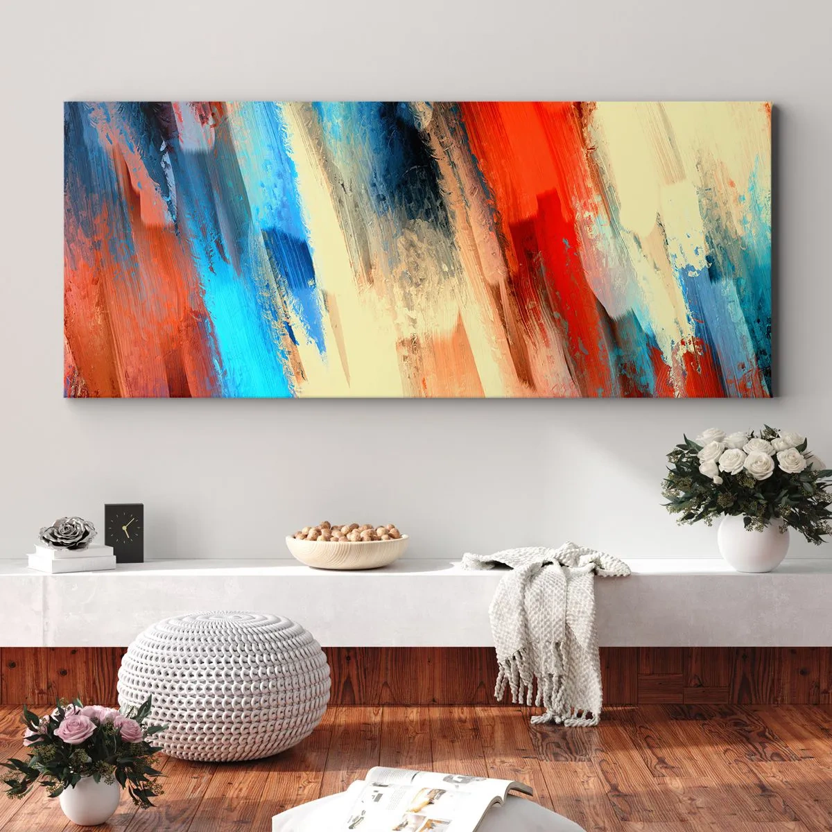 Tablou pe pânză - O cascadă de culori - 100x40 cm