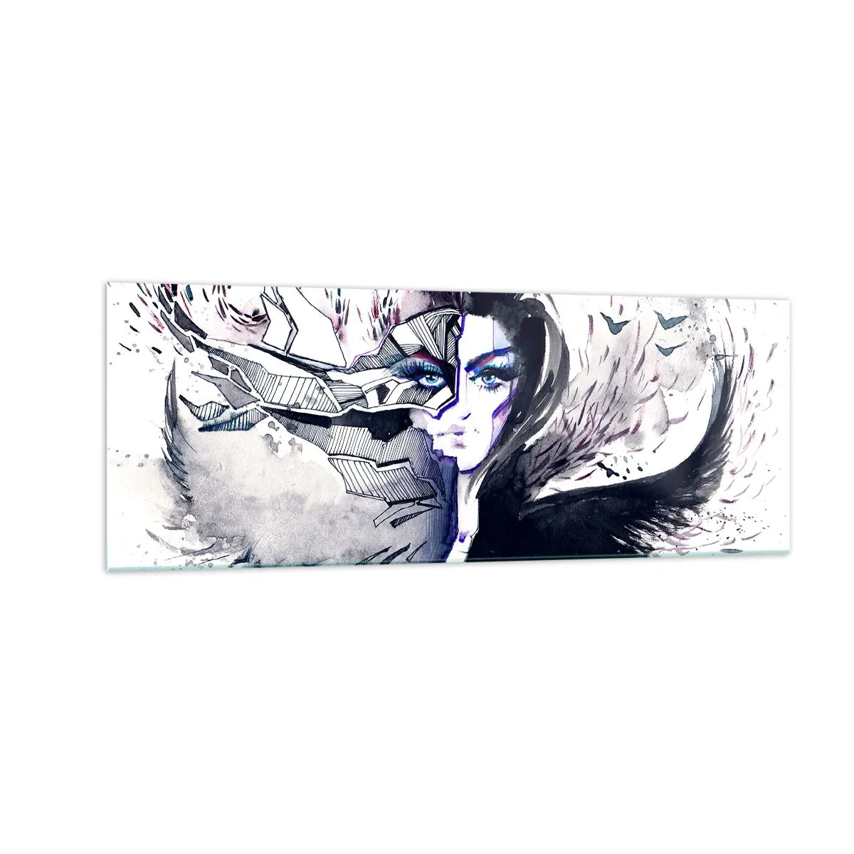 Tablou pe sticlă - Demonică și frumoasă - 140x50 cm