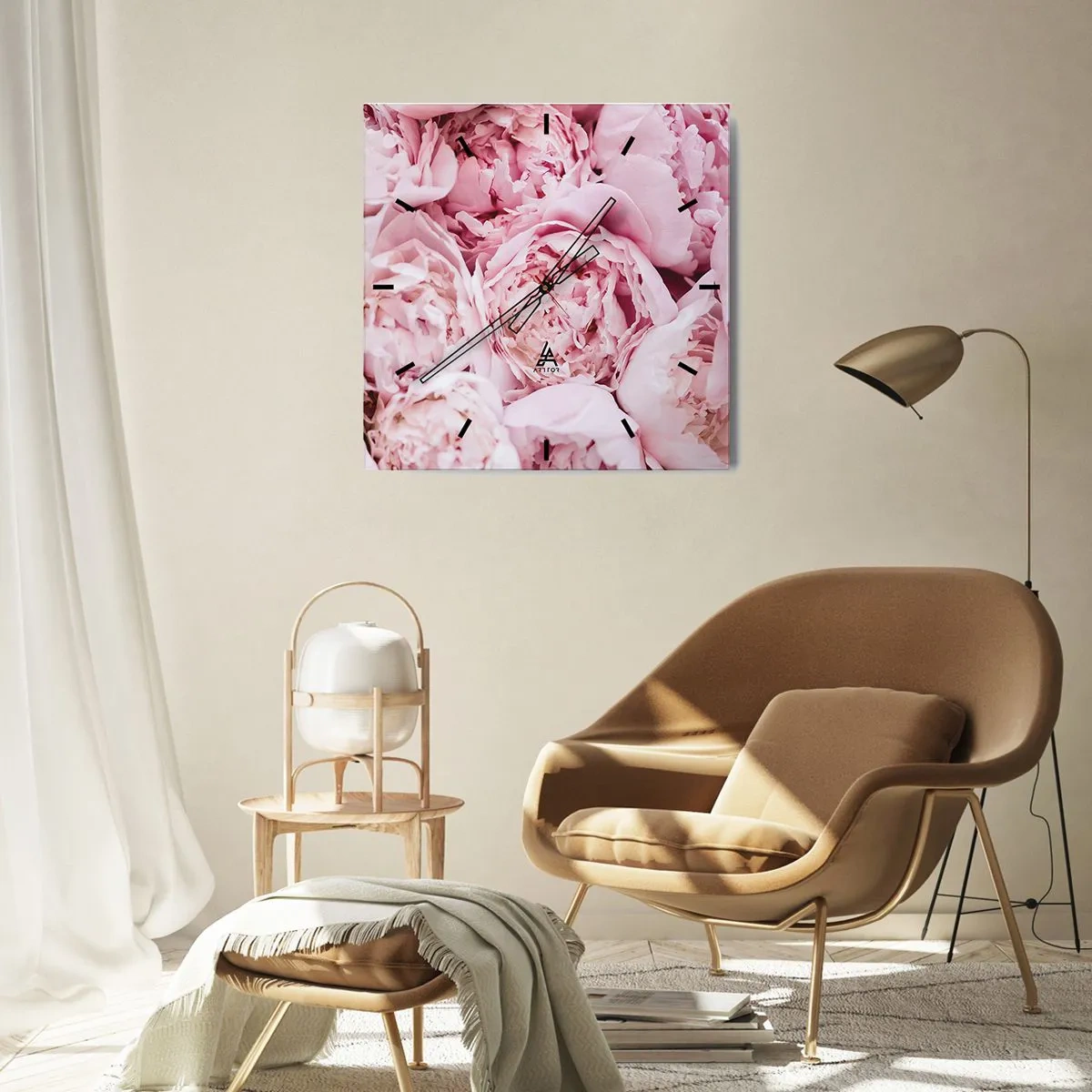 Ceas de perete - Ceas pe sticlă - Îmbrățișate și parfumate - 40x40 cm