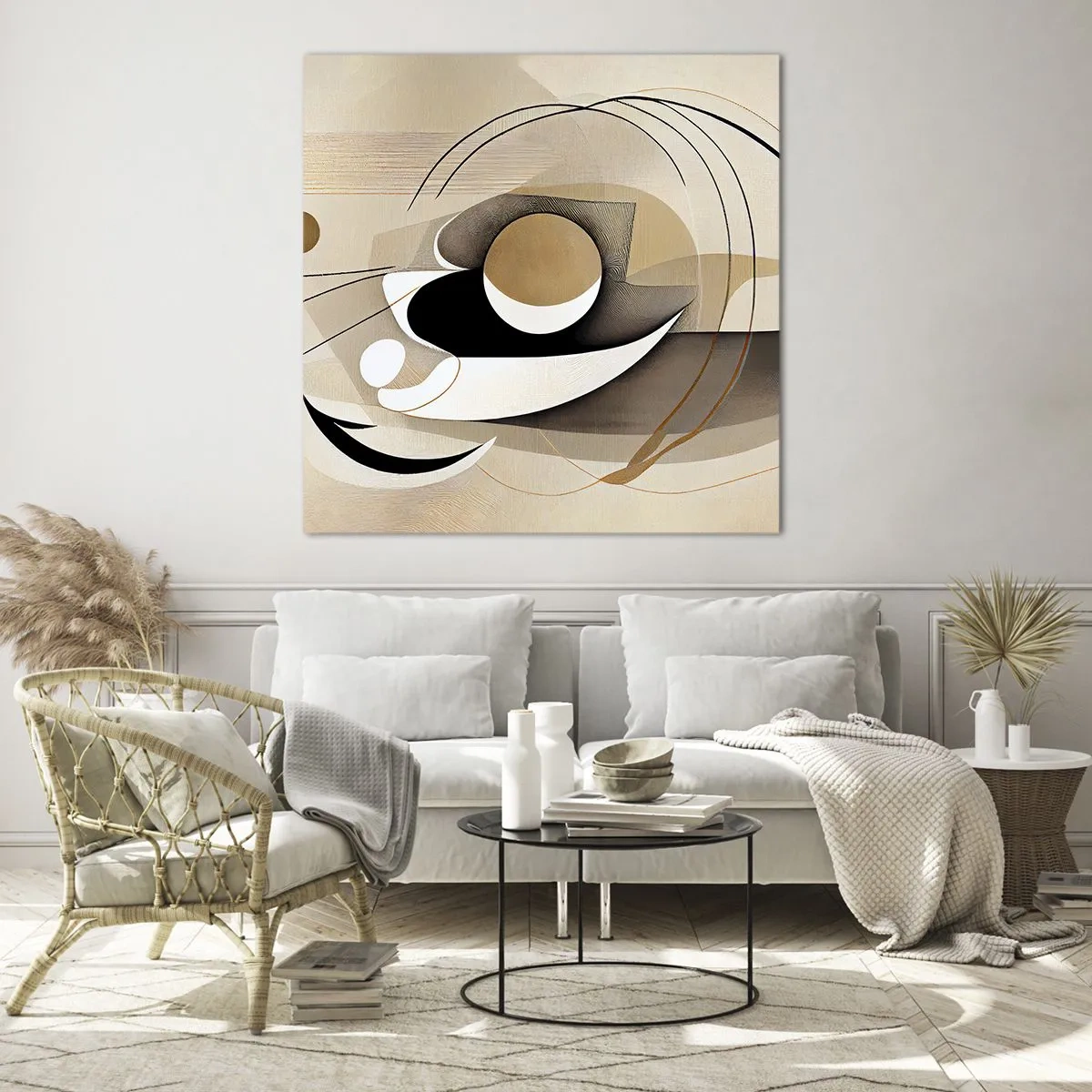 Tablou pe sticlă - Compoziție - nucleu - 70x70 cm