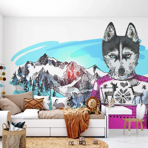 Tapet Autoadeziv Deluxe Sticker - Lupul în lâna de oaie - Abstracția, Lup, Pentru copii - 250x175 cm