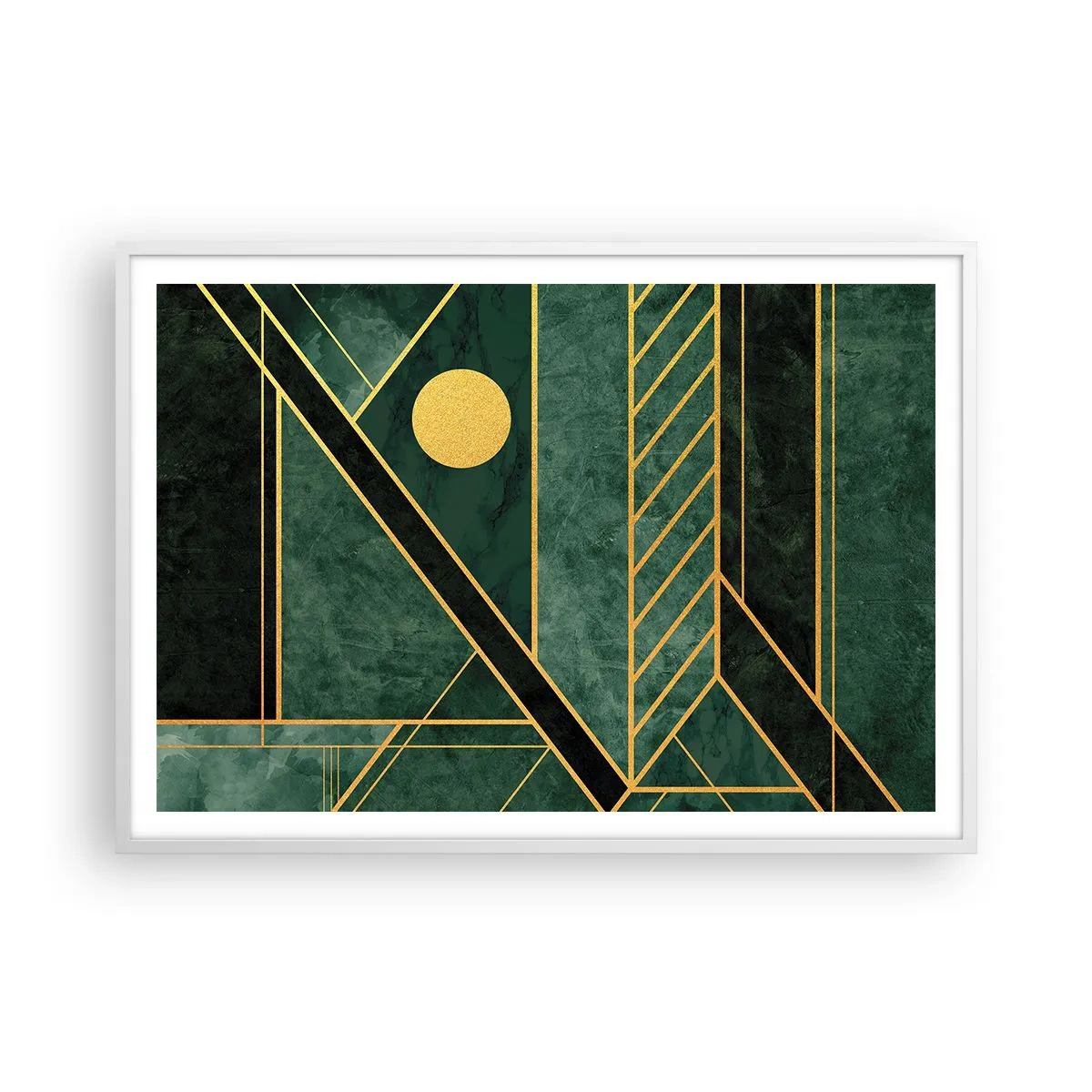 Poster în ramă albă - Dinamica aurului și a azurului - 100x70 cm