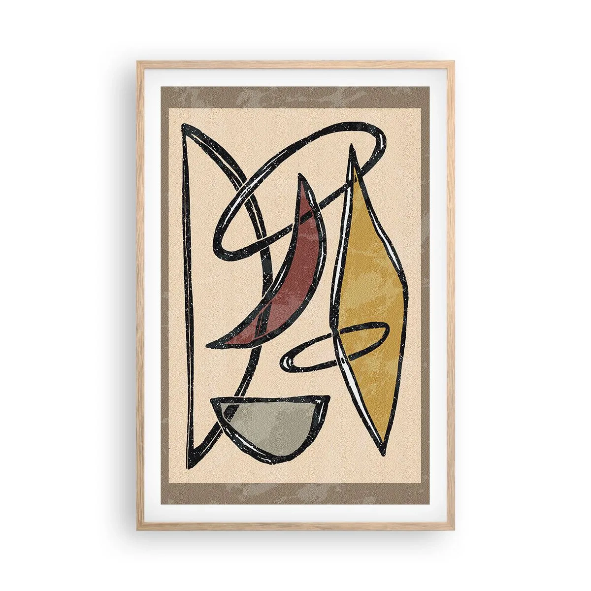 Poster în ramă de stejar deschis - Compoziție - arcuri și ovale - 61x91 cm