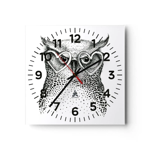 Ceas de perete - Ceas pe sticlă - Cu înțelepciune și dragoste - 40x40 cm