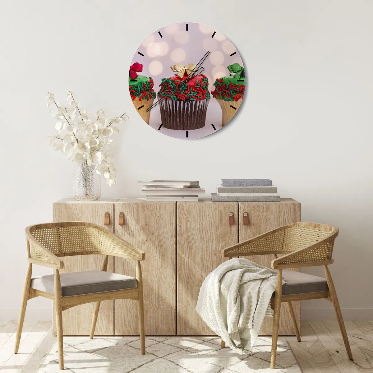 Ceas de perete - Ceas pe sticlă - Dulciuri la gât - 30x30 cm