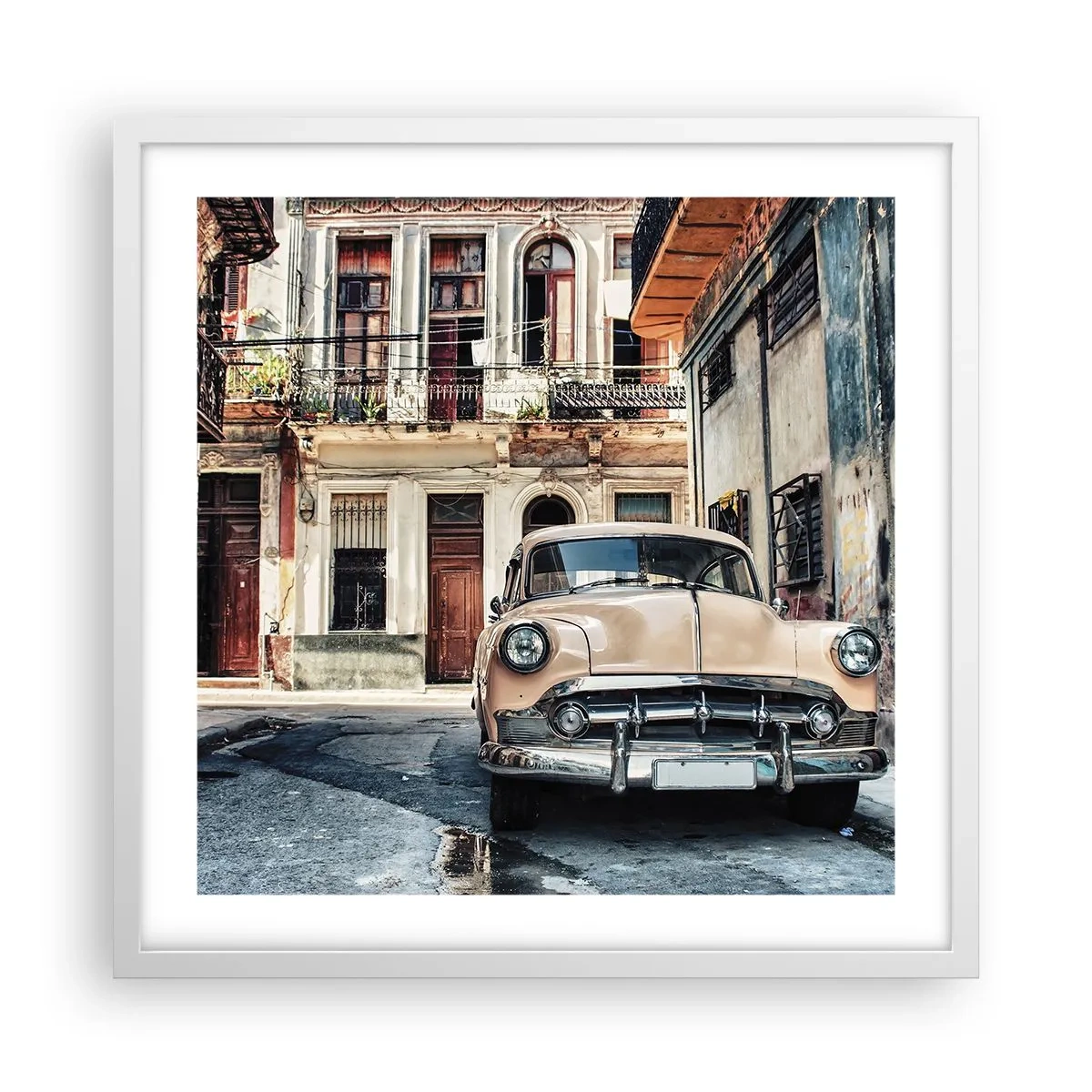 Poster în ramă albă - O siestă în Havana - 50x50 cm