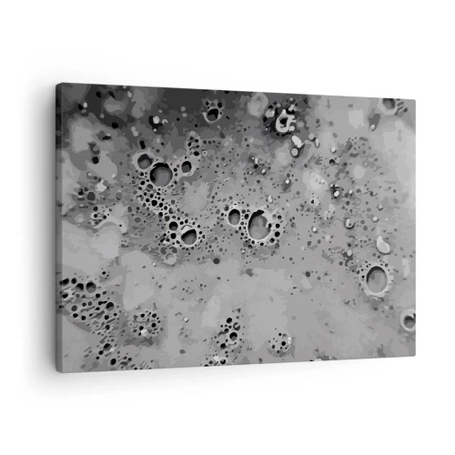 Tablou pe pânză Canvas - Model abstract cu bule alb-negru - 70x50cm - Ca un peisaj lunar - Decorațiune modernă pentru perete pentru living și dormitor ARTTOR