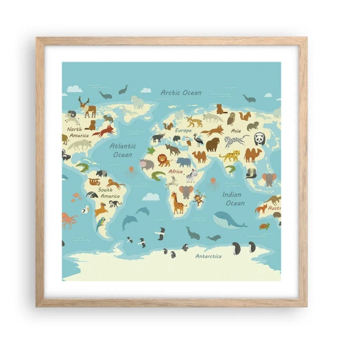 Poster în ramă de stejar deschis - Vecini buni - 50x50 cm