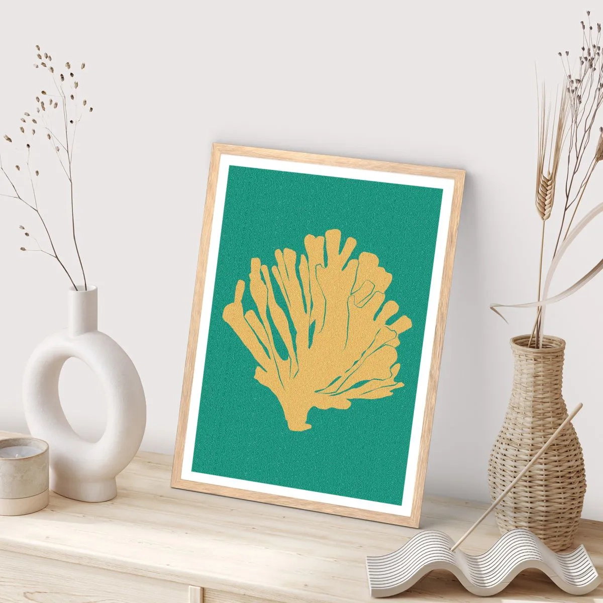 Poster în ramă de stejar deschis - Tufișul din pădurea subacvatică - 61x91 cm