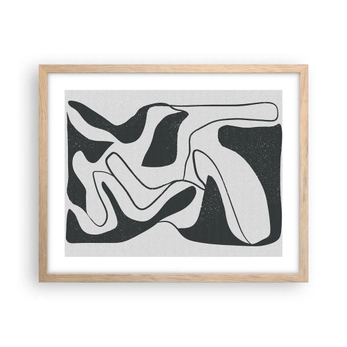 Poster în ramă de stejar deschis - Distracție abstractă în labirint - 50x40 cm