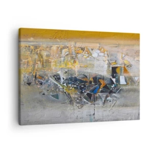 Tablou pe pânză Canvas - Abstracție cu nuanțe dominante de galben și gri - 70x50cm - Totul va fi bine - Decorațiune modernă pentru perete pentru living și dormitor ARTTOR