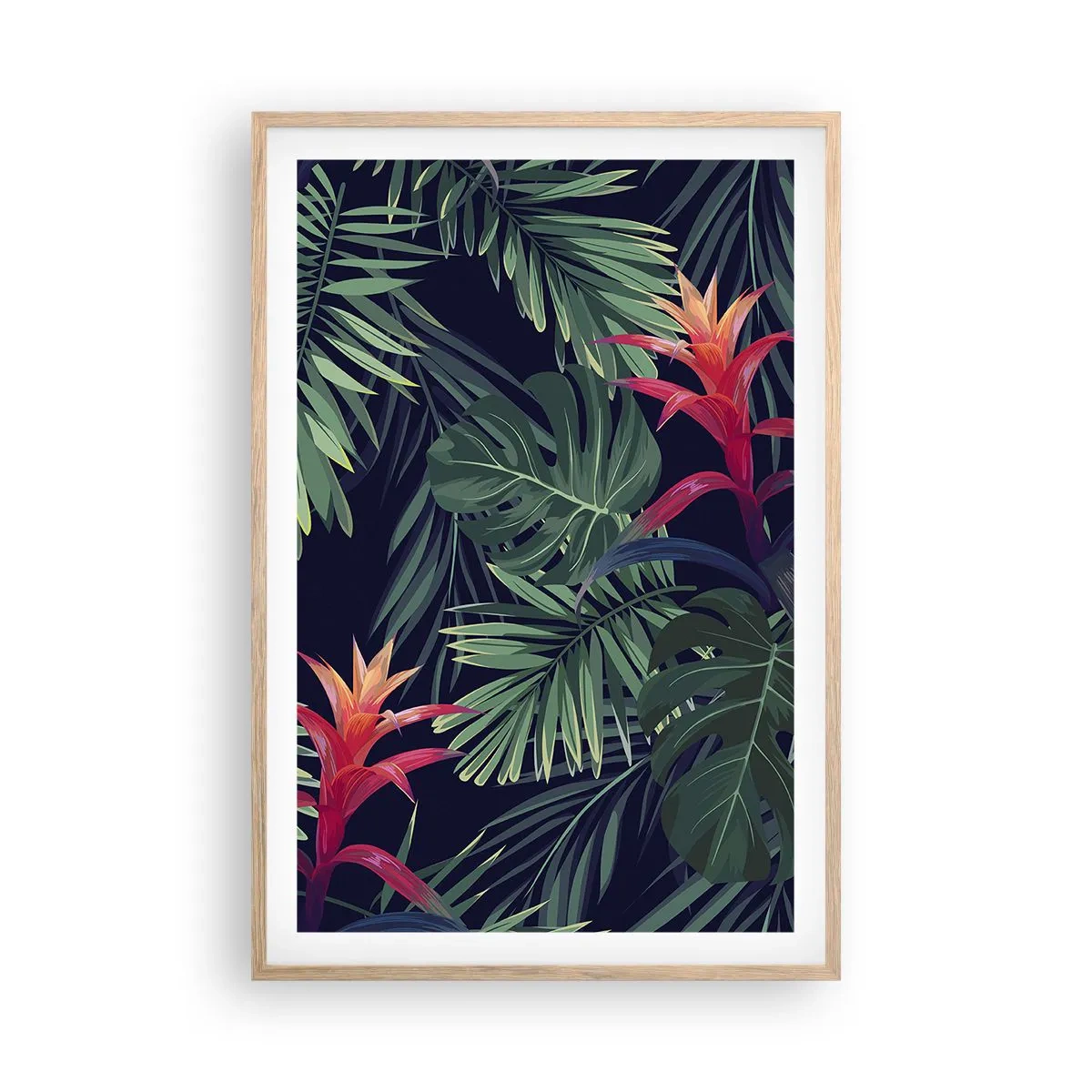 Poster în ramă de stejar deschis - Flacăra verde - 61x91 cm