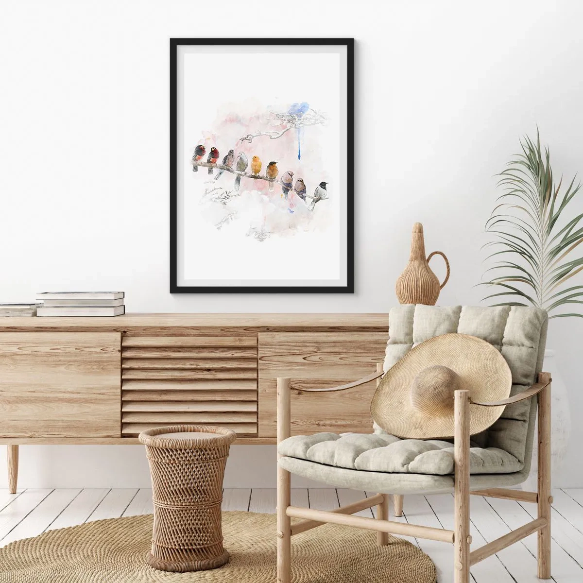 Poster în ramă neagră - Întâlnire înaripată - 30x40 cm