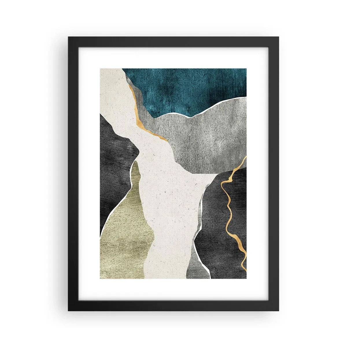 Poster în ramă neagră - Compoziție mozaic cu fir de aur - 30x40 cm