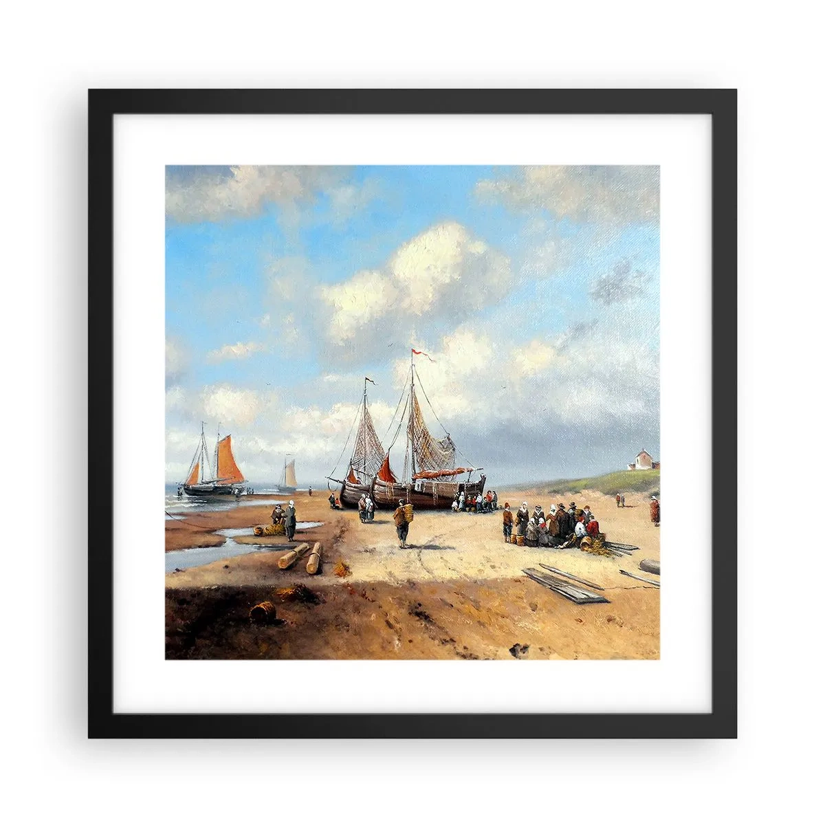 Poster în ramă neagră - Pescuit de succes - 40x40 cm