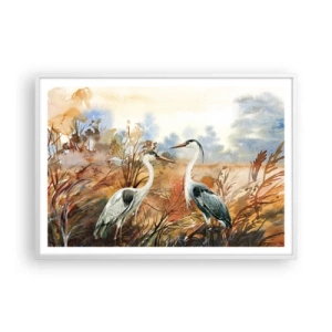 Poster în ramă albă - Încotro în toamnă? - 100x70 cm