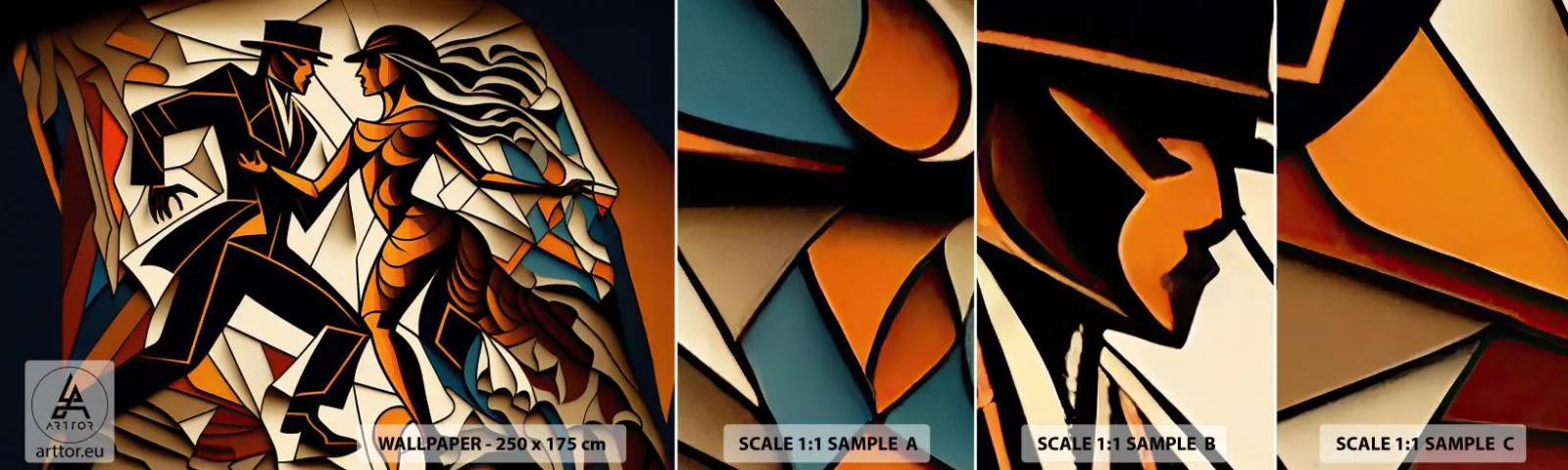 Mostră de Tapet Standard Eco - Dans cu pasiune - Cubism, Dans, Cuplu - 100x30 cm