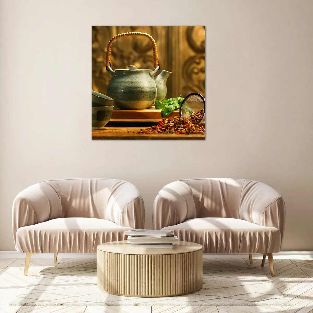 Tablou pe sticlă - Un tratat despre consumul de ceai - 40x40 cm